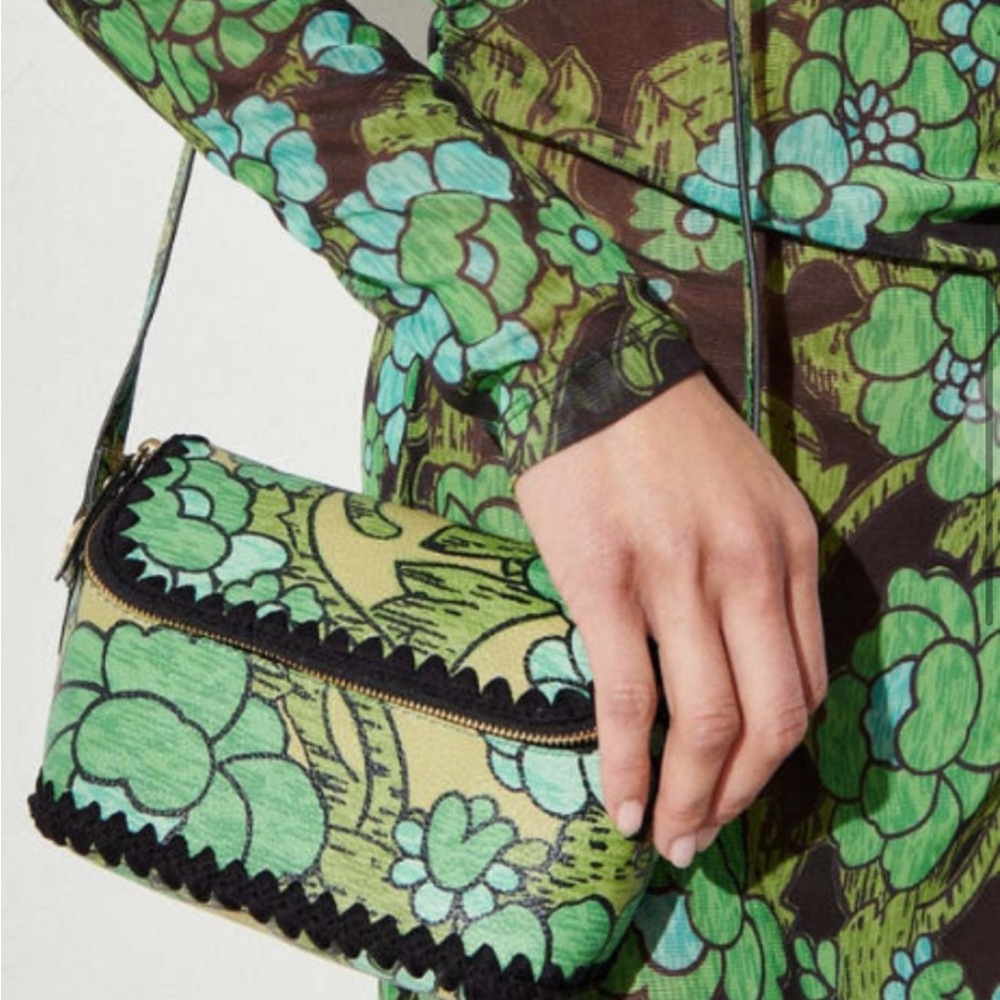 Rachel Comey Postal Crossbody Bag in Green Floral Leather